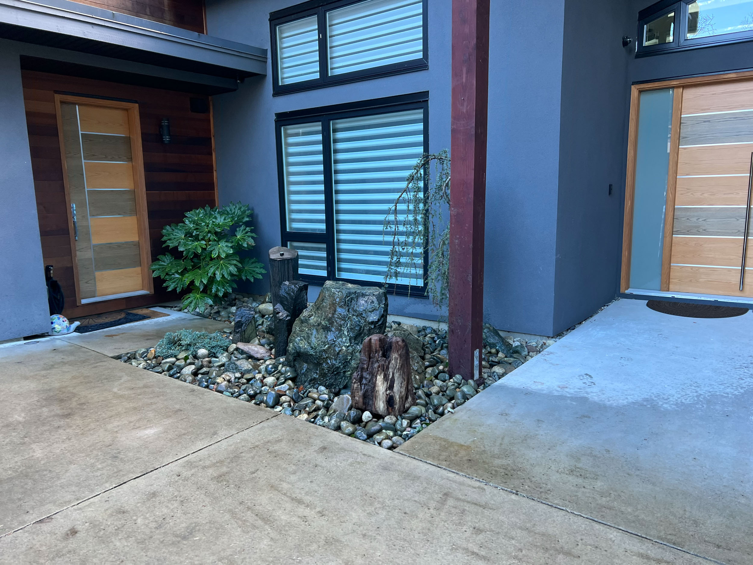 Garden installation with layered softscape textures